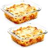 GBKDQQ 2 teglie in vetro borosilicato da 0,9 l, 17 x 19,6 x 4,65 cm, rettangolari in vetro borosilicato, adatte per microonde, friggitrice ad aria calda, forno