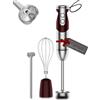 MegaWise 3-in-1 frullatore a immersione con controllo della velocità variabile, frullatore a immersione da 400 W - include frusta, montalatte, tritatutto e bicchiere (ROSSO)