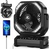 KITWLEMEN Ventilatore da campeggio con luce, 20000 mAh, 112 ore di autonomia max. 9 velocità, timer, oscillazione automatica, rotazione a 270° e gancio per campeggio, interruzione di corrente, uragano
