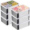 Vaileal 6 scatole per salumi, per frigorifero: 13,8 x 5,7 x 10,8 cm, in acciaio inox, con coperchio, impilabili, per formaggi, carne, salumi, frutta