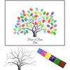 QYEHF Albero per Impronte digitali,Pittura per impronte digitali fai-da-te, Wedding Tree Libro degli ospiti per il tuo matrimonio, Signature Albero Matrimonio Decorazione Festa Nniversario Compleanno, 21x3