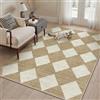 PureCozy Tappeto Lavabile Salotto 120x170cm Marrone Pelo Corto Antiscivolo Morbido Moderno a Quadri Bohemio Tappeto per Cucina Camera Da Letto Sala Da Pranzo Salotto Ufficio Carpet