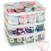 Coopay 3 pezzi organizer, contenitore portatile in lana antipolvere, con 4 etichette, contenitore per filati con cerniere e manico (40 x 30 x 15 cm)