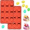 WishesMar 2 Pezzi Stampo Silicone per Cioccolato Forma di Ciambelle Ovali - 12 Cavità Anti-aderente Riutilizzabile Stampi in Silicone per Caramelle Cioccolatini Praline Decorazione di Torte