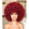 ISAMY Parrucca afro anni '70 per donne di colore, capelli corti ricci afro crespi rimbalzanti enormi soffici parrucca sintetica di alta qualità per cosplay e uso quotidiano (rosso)