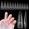 Adonafy Gel Tips Unghie 240 Pezzi: Lunghe Unghie Finte per Principianti - 12 Taglie Unghie in Gel Stiletto per Saloni Manicure Nail Art Principiante