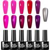 Imtiti Smalto Semipermanente Unghie Metallica Set, 5 Colori Gelatina Trasparente Metallica Smalto Per Unghie Kit Gel Nail Polish Cromato Effetto Specchio Metallico UV Led Manicure 6ml X 6