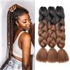 Gairyan Extension per Treccine Africane Extension Capelli Finti per Treccine Afro 60cm Ombre Kanekalon Treccia Capelli Sintetici Crochet Twist Jumbo Braids 3 Pezzi (Nero-Marrone Scuro)
