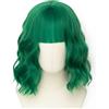 Luxiremi Parrucche Verdi da 30,5 cm, Corte, Lunghezza Spalla, Ricce, Ondulate, Bob con Frangia, Parrucche Sintetiche per Cosplay per Donne e Carnevale