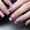 Viugex 24 unghie finte quadrate per Halloween, punte bianche francesi medie, unghie finte rosa nude con design a sangue rosso, copertura completa, in acrilico, per donne e ragazze, decorazione di