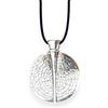 ASTER ALHELÍ Collana Donna Etnica Grande con Medaglione Finitura Argento e Cordino in Camoscio Nero - Collana Lunga Regolabile Stile Boho - Gioielleria Artigianale Idea Regalo (Argento)