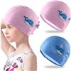 FOSDICK Cuffia Piscina Bambino, Cuffie Piscina Bambini In Poliestere Impermeabile, Confezione Da 2 Cuffie Nuoto Per Bambino, Cuffia Nuoto Elasticizzata Per Bambini Dai 4 Agli 12 Anni