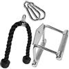 C.P. Sports C.P.Sports Set tricipiti corda 70 cm + manico parallelo in acciaio pieno 14 cm + 2 moschettoni 80 mm x 8 mm - Cinghie di sollevamento per bicipiti/tricipiti Training, cavo - antiscivolo/cromato