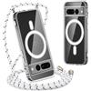 Yoedge Magnetica Trasparente Cover per Google Pixel 7 Pro 5G con Cordino 6,7, [Compatibile con MagSafe] Custodia con Collana Sottile Morbida Silicone TPU Antiurto Bumper Protettivo Case, Bianco