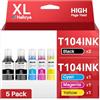 Halloya Compatibili con T104 INK Compatibili per Epson T104 T102 Inchiostro Multipack per EcoTank ET-2710 ET-2712 ET-2711 ET-2714 ET-2715 ET-4700 ET-2720 ET-2721 ET-2726 (2 Nero Ciano Magenta Giallo)