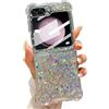 LCHULLE Custodia Glitter Compatibile con Samsung Galaxy Z Flip6 5G Cover Ragazze Custodia con Lucida Paillettes Cover Silicone Protettiva Antiurto Bling Case per Samsung Z Flip6 5G Argento