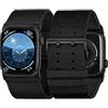 Tefeca, serie Dual - Cinturino compatibile con Apple Watch/Apple Watch Ultra, in nylon nero, con adattatori neri, ultra-largo, 49/45/44/42mm