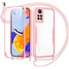 Jrkvniv Cover per Xiaomi Redmi Note 11 Pro con Cordino,360 Gradi Trasparente Custodiacon con Protezione Schermo Integrata,Bumper Rugged Custodia con Regolabile Tracolla Corda Collana per 6.67-Rose