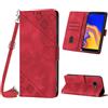 Mo-Beauty Custodia per Samsung Galaxy J4 Plus 2018/J4 Prime, PU Pelle Portafoglio Flip Custodia a tracolla [Supporto] [Scomparto per carte] [Chiusura Magnetica] Cover per Samsung J4 Plus 2018 - Rosso