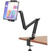 JUBORUI Supporto da Tavolo per iPad, Supporto Tablet da Tavolo a Braccio Lungo Regolabile e Girevole a 360°, Supporto per Tablet da Scrivania per iPad Pro Air Mini, 4,7-13,5 Tablet