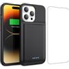 HETP Custodia a batteria per iPhone 14/13 Pro/13, [7500 mAh] ricaricabile, con pellicola protettiva, caricabatterie portatile, potente power bank per iPhone 14/13 Pro/13