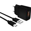 MyGadget 1x Caricatore Rapido con USB C Cavo 1m - Caricabatterie Quick Charge 18W Alimentatore QC 3.0 per Samsung Galaxy S24 S23 - Nero