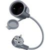 HuaLiSiJi Prolunga Corta Schuko 90 Gradi 16A 250V Mini Prolunga Schuko IP44 per Esterno o Interno, Casa, Ufficio (Grigio, 1.5 m)