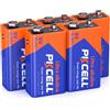 PKCELL batteria di blocco 9V 6LR61 batterie alcaline per rilevatore di Fumo, rilevatore, Emergency Light V16, 5 pezzi