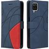 Fatcatparadise Cover per Samsung Galaxy A12 5G, Flip Caso in PU Pelle Case Cover Libro Portafoglio Protettiva Custodia con TPU Sottile Antiurto,[Kickstand][Slot per Schede][Chiusura Magnetica] (Blu)