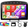 Hodozzy 【4+64G】Hodozzy Carplay Autoradio per Peugeot 308/408 2007-2015, 9 Pollici Schermo In-Cell Stereo Auto Bluetooth 5.0 con Android Auto/EQ/GPS/Wifi/RDS/USB/SWC+Telecamera Posteriore
