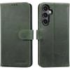 LENSUN Cover in Pelle Vera per Samsung Galaxy A55- Verde Retrò | Telefono Cover [Vera Pelle][Supporto Stand][Libro con Portafoglio] Chiusura Magnetico Flip Custodie Cuoio