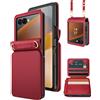 OCASE Custodia Portafoglio per Samsung Galaxy Z Flip 7, 4 Scomparti Carte, Protezione RFID, Pellicola Protettiva Schermo Inclusa, Custodia in Pelle PU per Samsung Flip 7 - Rosso Scuro