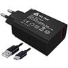 KLIM Caricatore Rapido - Caricatore DI Tipo C per Smartphone, Laptop, Tablet E Altro Ancora - Include Un Cavo Usb-C Lungo (78 Pollici) - Porta DI Ricarica USB Da 10 W