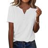 Zeagoo Maglietta Donna Manica Corta T-Shirt Estivo Scollo a V Elegante Maglia Camicia Casual Sciolto di Base Blusa Top Pulsanti Camicetta Henley Nero XL