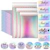 Vabrloy 50 buste imbottite olografiche, con 50 biglietti di ringraziamento, in Poly Bubble Mailer, buste autoadesive con pluriball, buste imbottite per imballaggio, 3 misure