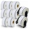 BETCKEY - 10 Rotoli DK-22225 Etichette a Lunghezza Continua Compatibile con Brother, 38mm x 30.48m, 10 Etichette per Stampanti di Etichette Brother QL (2 Portaetichette Riutilizzabili)