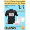 TransOurDream Pellicola per trasferimento laser, per tessuti scuri, DIN A4 x 20 fogli, per stampanti laser/inkjet, per magliette scure (D-3-3.0-20)