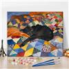 TISHIRON Paint by Numbers - Dipingere con i numeri, per adulti, gatto nero su trapunta colorata, pittura per adulti, 16 x 20 pollici