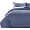MOONLIGHT20015 - Set copripiumino reversibile a righe in raso, morbido, ipoallergenico, con 2 federe, super king size (Blu lavato 260x220 cm)