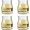 H HANSEL HOME Set de 4 Candele Profumate Crema alla Vaniglia, Candele Profumate in Vetro, 24 Ore di Combustione