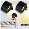 UCAMP Lampada da parete a LED per interni, 2 pezzi, a batteria, con 3 modalità di colore, dimmerabile, touch e telecomando, lampada da lettura wireless da parete per camera da letto sul comodino