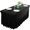 EBETA Tovaglie elastiche, copertura elasticizzata, tovaglie da buffet, copertura per tavolo da birra, set tenda da birra, copertura gonna per evento di nozze, 183 x 76 x 76 cm (Nero)