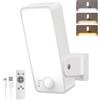 FULNIX Lampada da esterno con rilevatore di movimento, batteria da 10000 mAh, con sensore di movimento, telecomando, 3 modalità, 3 colori, IP65, impermeabile, per veranda, garage, terrazza, cortile, porte di