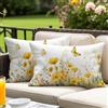 Vorysum Copri Cuscini Estivi 30x50 cm Set di 2 Fiori Gialli - Fodera Impermeabile per Divano da Giardino - Motivo Erba Fresca