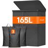 Lifewit Cesto Portabiancheria, Cesta Panni Sporchi con coperchio, Laundry Basket con Plastica Manici, Porta Biancheria Sporca per Bagno, Lavanderia, Camera da Letto, 165 L, Grigio Scuro