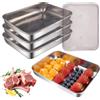 HIKPACKER 4 Pezzi Contenitori Salvafreschezza in Acciaio Inox, 2500 ML Contenitori Acciaio Inox per Alimenti con Coperchio, Impilabili Contenitore Ermetici per Alimenti, Frutta, Insalate, Caramelle, Marmellate
