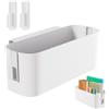 OUTALIZ Scatola di Stoccaggio con Ganci, Organizzatore da Letto con 2 Ganci Rimovibili, Cestino Portaoggetti da Appendere, Organizzatore per Letto Sospeso in Plastica, per Dormitorio(Bianco)
