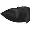 Lirex Set di 2 Federe in Raso 40x70cm, Protezione Capelli e Pelle & Antirughe, Chiusura a Busta,(Nero)