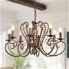 Ganeed Lampadario a Sospensione Country Francese 8 Luci in Metallo Rustico Vintage, Illuminazione Regolabile per Soggiorno e Cucina
