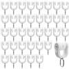 HLIWS Puleggia Per Tende-36 pezzi Guida Esterna Rulli del binario esterno per tende in Acciaio inox,Puleggia Per Tende,Gancio per Tende Scorrevoli(Bianco)